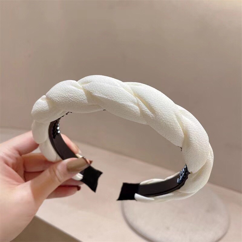 Bờm tóc xoắn đen trắng đơn giản thời trang BT19
