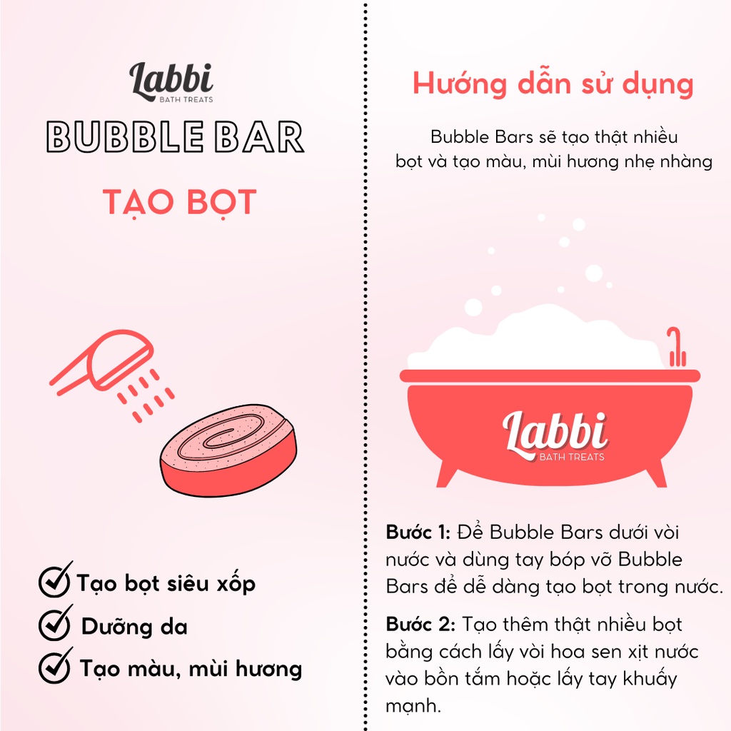 Bánh siêu tạo bọt bồn tắm SUMMER BERRY [Labbi] Bubble Bar
