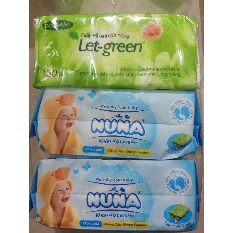 COMBO 2 gói Nuna  tặng 1khăn giấy LETTGREEN 15*21(130tờ)