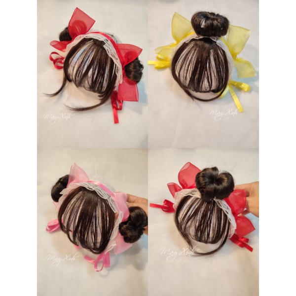 Băng đô tiểu thư tóc giả kèm búi cho bé