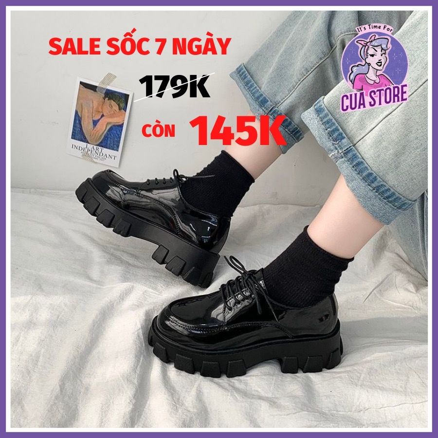 (Sẵn) Giày oxford nữ đế cao da Pu bóng dáng Ulzzang hàn quốc độn đế - 3 ảnh thật cuối (G1)