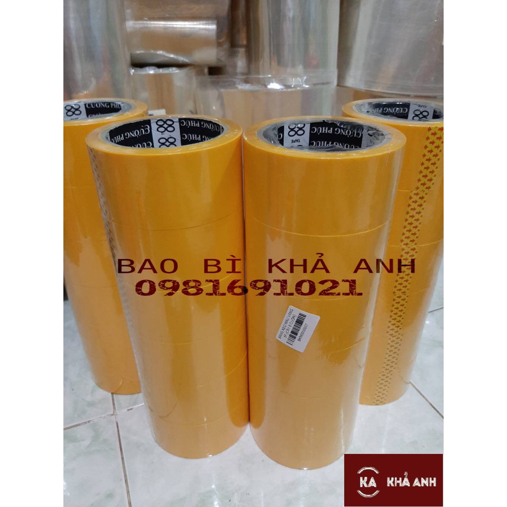 BĂNG KEO MÀU VÀNG 🚚 FREE SHIP 🚚 đóng gói ,dán thùng SIÊU DÍNH 5F ( MÀU VÀNG)  - Cây 6 cuộn 5F - Bao Bì Khả Anh