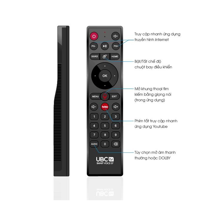 Smart tivi UBC HD 32 inch Android 8.0, tìm kiếm giọng nói (voice search), tính năng bảo vệ trẻ em (mới),remote 2 in 1