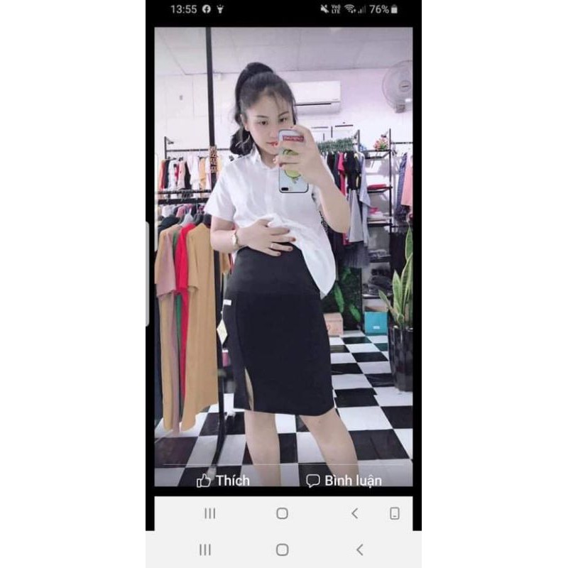 chân váy zip bầu công sở