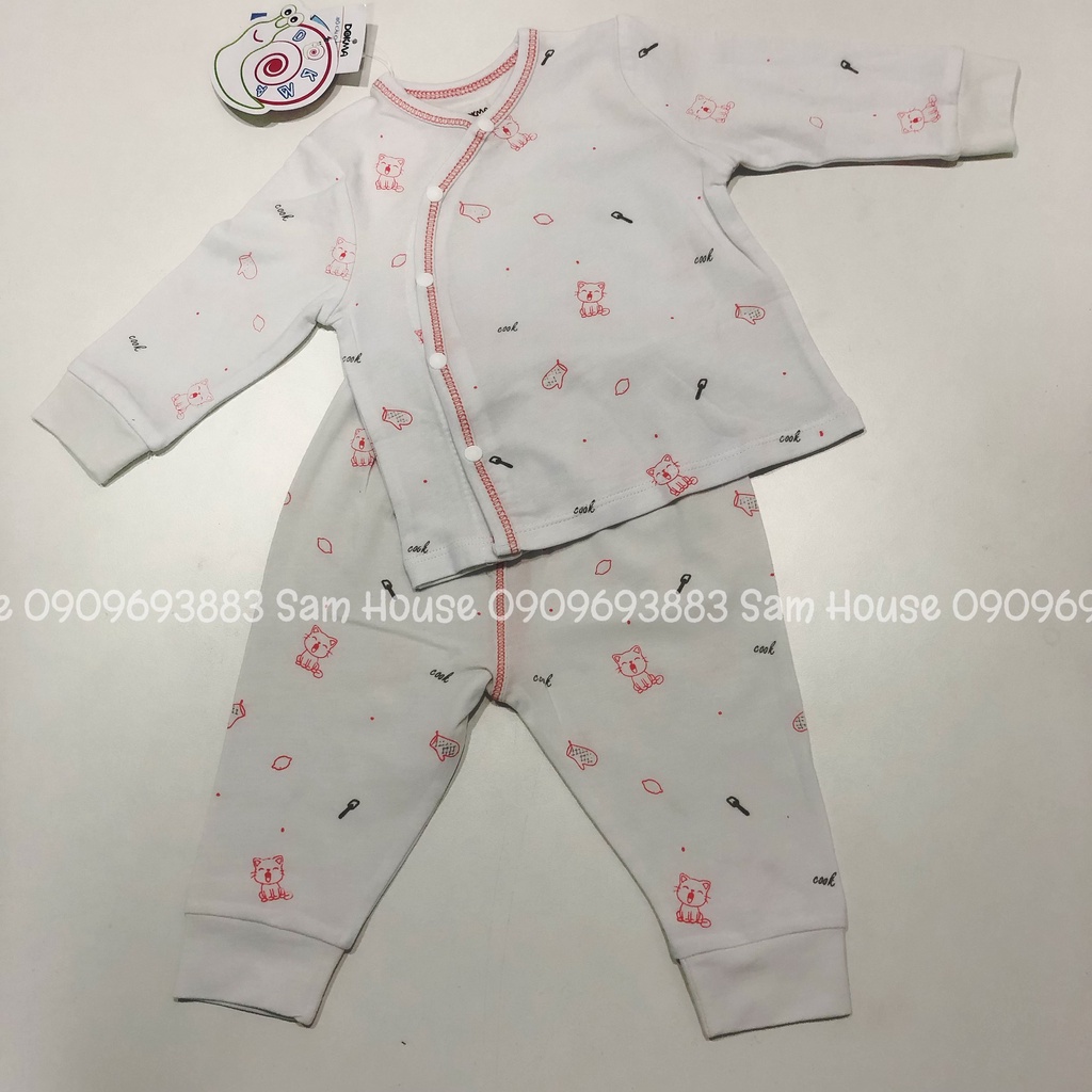 DOKMA - Bộ cài lệch dài tay cho bé trai, bé gái từ 0M đến 3M