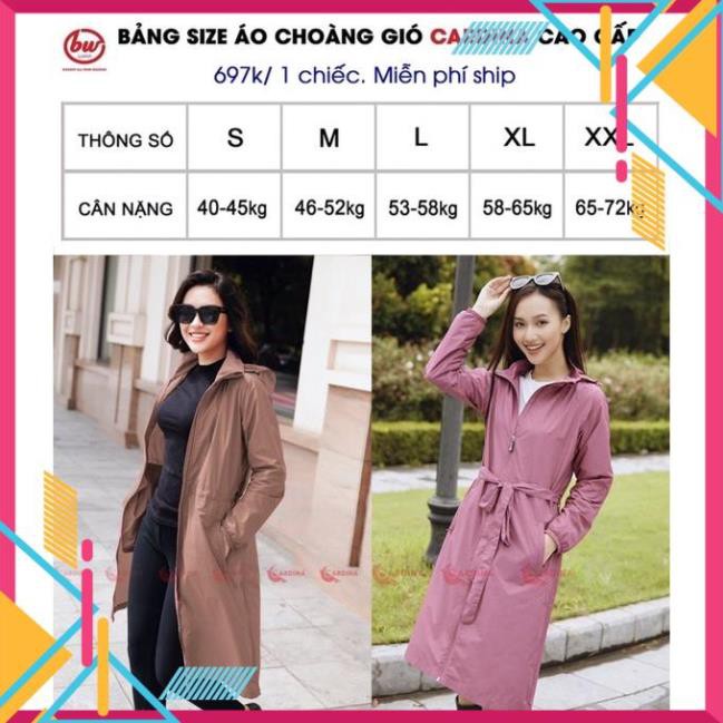 Áo gió nữ CARDINA 2 lớp vải gió nữ dáng dài chống nước, chống mốc cảm gió cản bụi chống nắng nhé | BigBuy360 - bigbuy360.vn