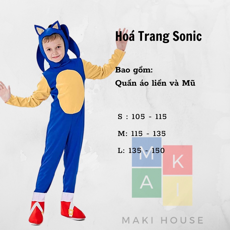 Quần áo trẻ em hoá trang hoạt hình độc lạ halloween Maki Nhím Sonic.HTS222