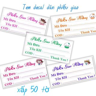 50 tờ decal dán thông tin giao hàng