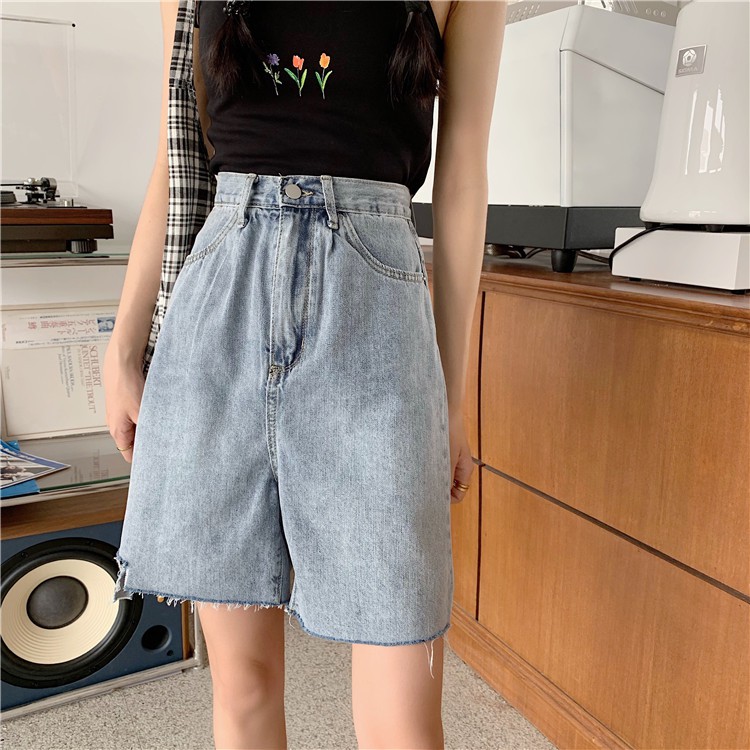 Quần short jean nữ ulzzang Yinxx, quần sọc jean rách phong cách Hàn Quốc QSJ02