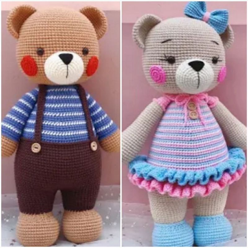 ib chọn mẫu, chọn màu - Gấu bông móc len - Gấu bông khổng lồ handmade cao cấp