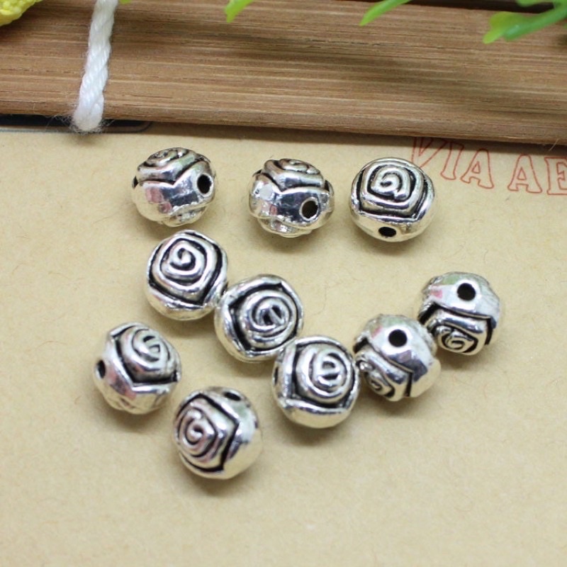 Charm bạc thái Hoa Hồng mix vòng - Charm Bạc 925