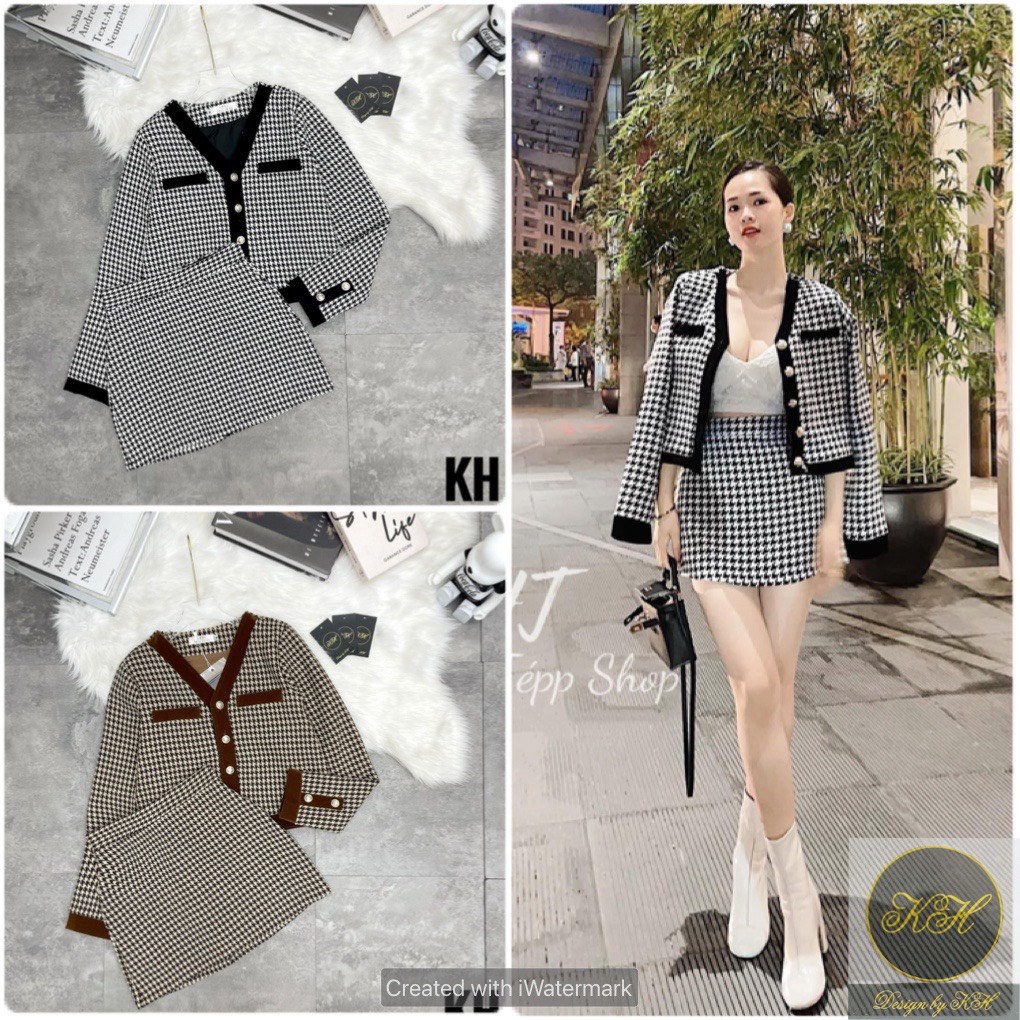 Set dạ họa tiết siêu xinh hai màu phong cách sang chảnh thu đông 2021 | BigBuy360 - bigbuy360.vn