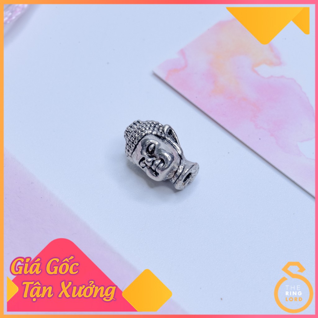 Charm mặt Phật Thích Ca xỏ vòng tay cao cấp không xi đen - Tặng kèm dây thun lụa xỏ vòng