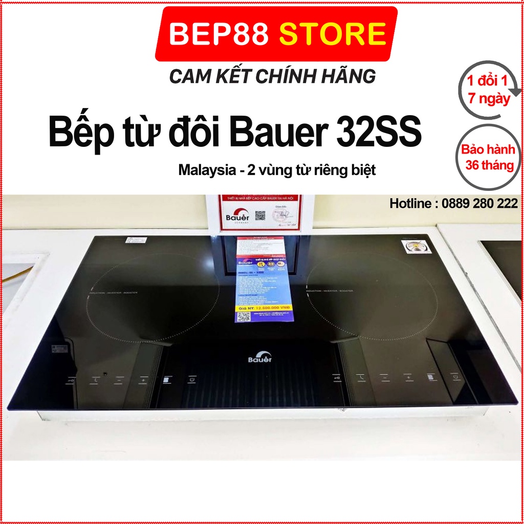 Bếp từ đôi Bauer 32SS - Bauer 32SES Bếp từ đôi nhập khẩu nguyên chiếc Malaysia , Bảo hành chính hãng 3 năm tại nhà