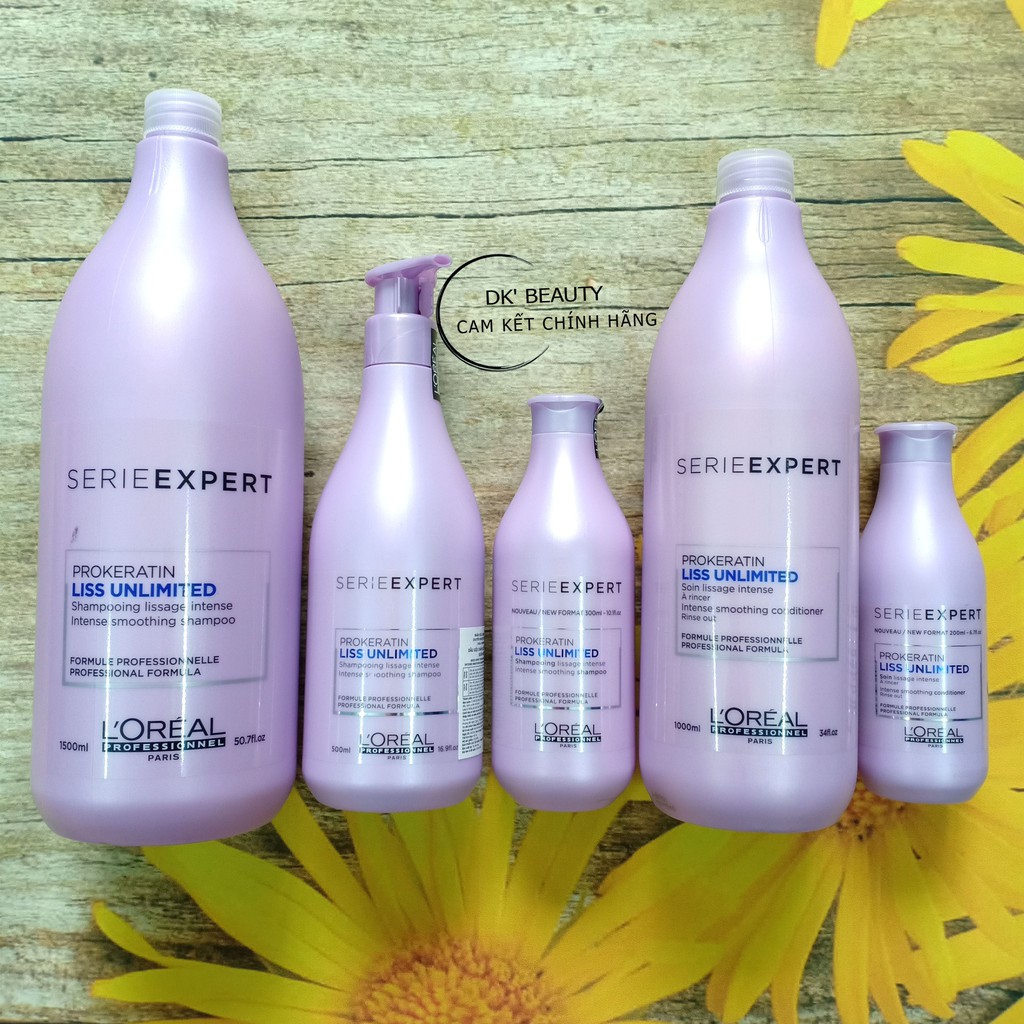 🧢 Dầu Gội L'Oréal Professionnel Pro-Keratin Giúp Tóc Suôn Mềm, Bóng Mượt, Giảm Xơ Rối Serie Expert Liss Unlimited