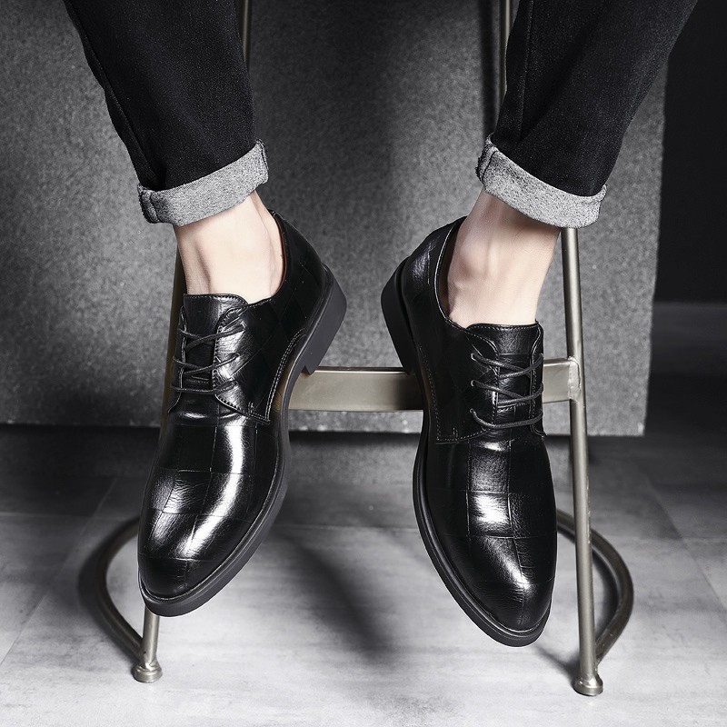 Elegant fashionable plain leather shoes for men size 38-48