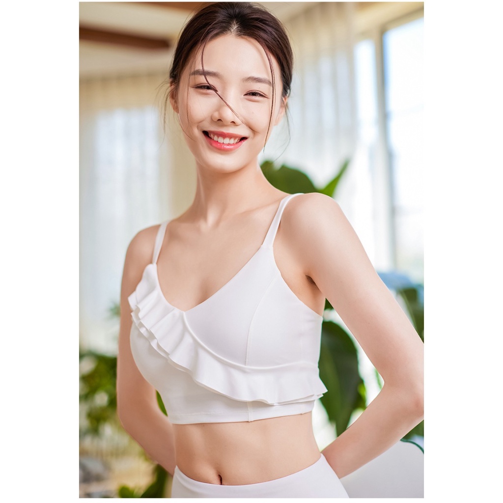 ĐỒ TẬP GYM - Áo tập gym thương hiệu  Mitao cao cấp,  áo tập yoga Âu Mỹ cá tính cao cấp áo lót mỏng vai bèo nhún gợi cảm