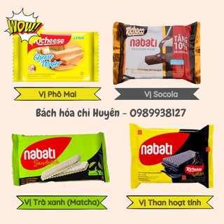 Combo 5 bánh xốp Nabati đủ vị (phô mai/socola/trà xanh/ than hoạt tính) gói 52g