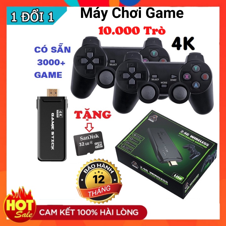 Máy Chơi Game Stick 4k 10.000 trò game mới tải thêm, máy chơi game cầm tay không dây 2.4G Cho PS1/GBA - BH 1 năm
