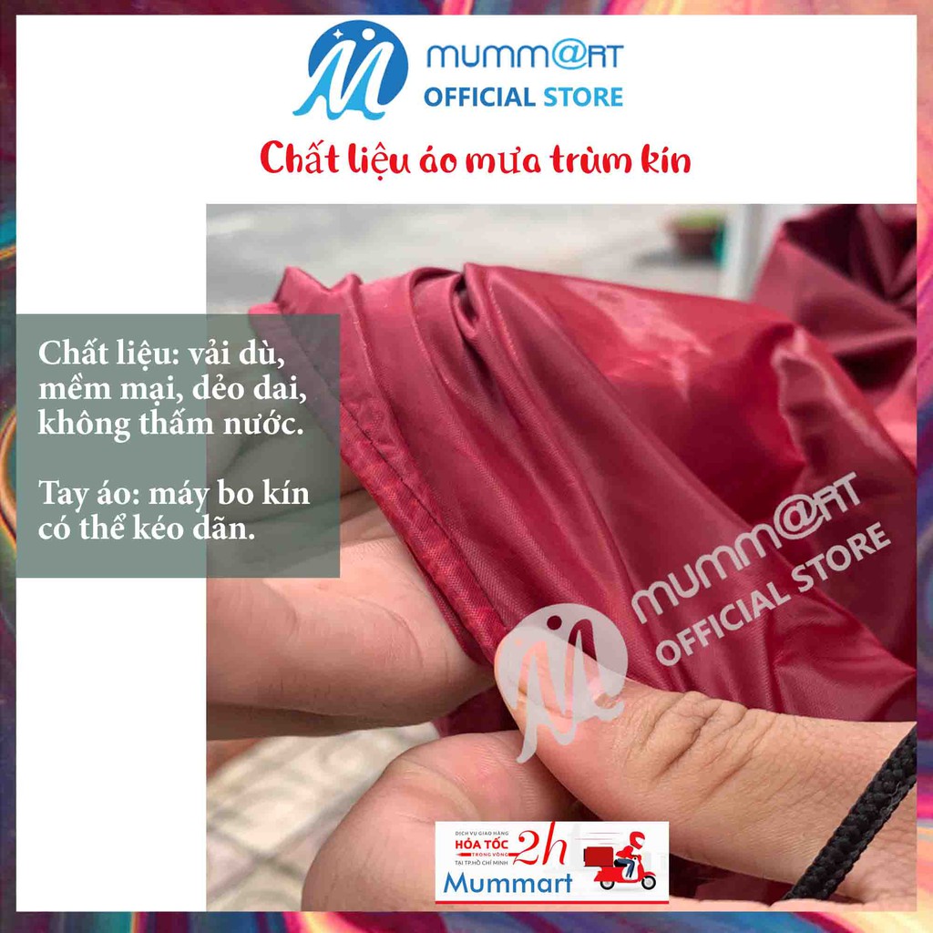 Áo mưa trùm kín vải dù cao cấp  size to 1.4m không xẻ tà, trùm kín cả người và balo, túi xách - Mummart