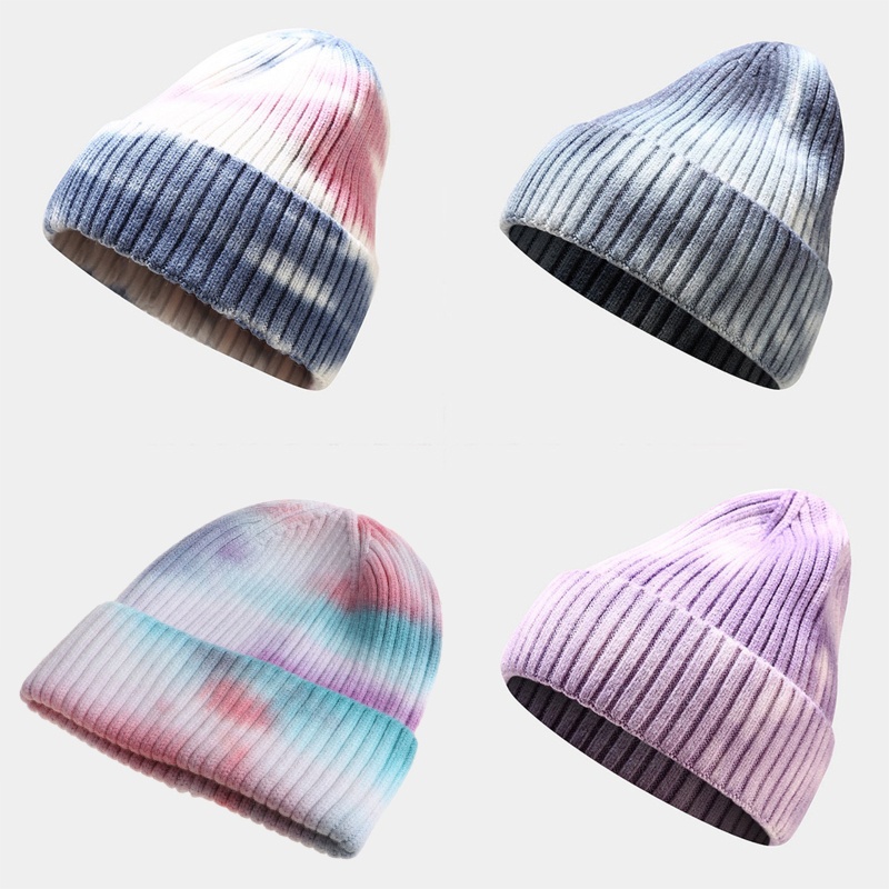 Mũ Beanie Dệt Kim Màu Gradient Thời Trang Mùa Đông Ấm Áp