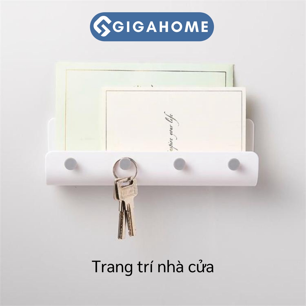 Kệ Để Đồ Dán Tường Kèm 4 Móc GIGAHOME Trang Trí Nhà Cửa Decor 8336