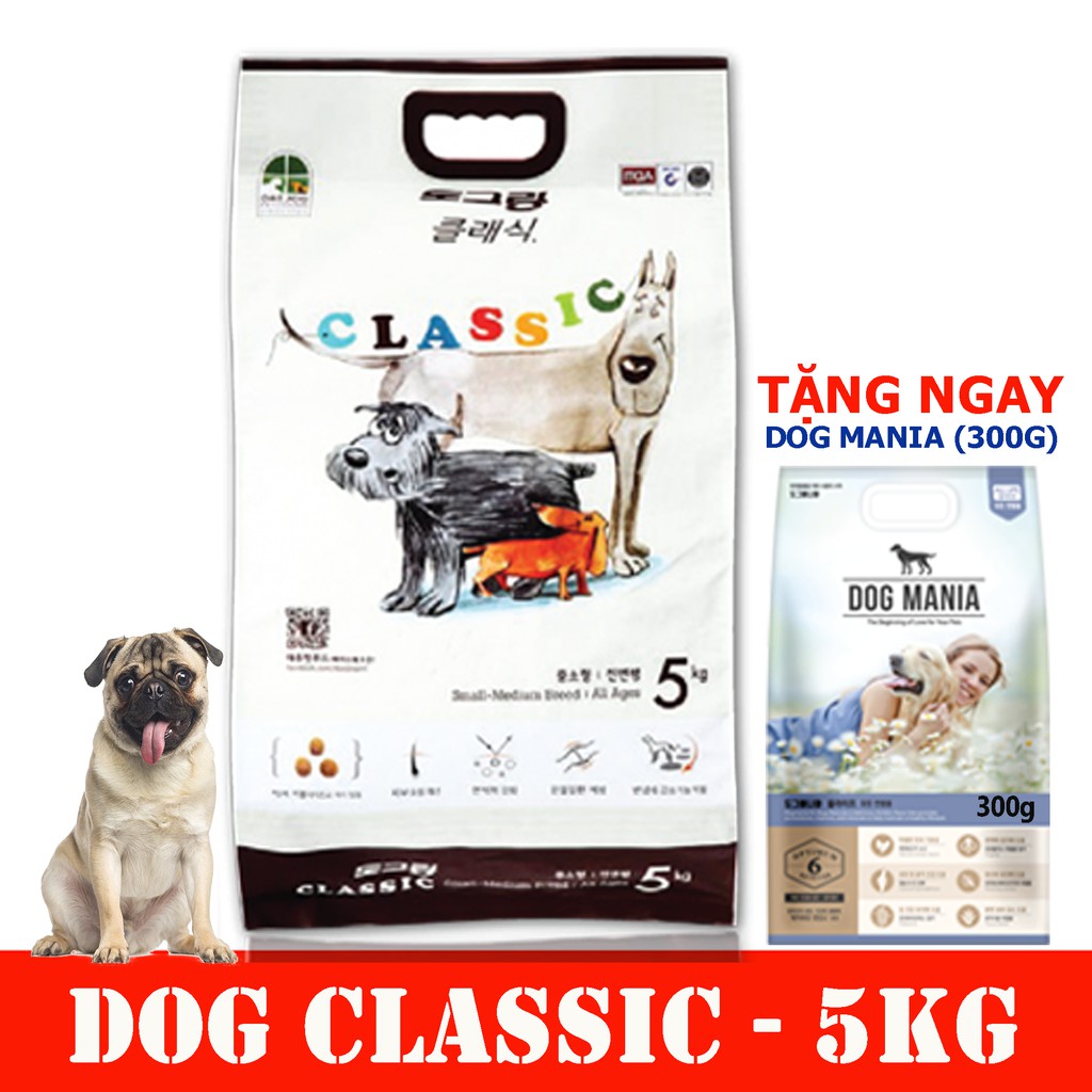 [5kg] THỨC ĂN HẠT CHO CHÓ DOG CLASSIC (HÀN QUỐC) ( thức ăn khô,thức ăn hạt, cám chó)