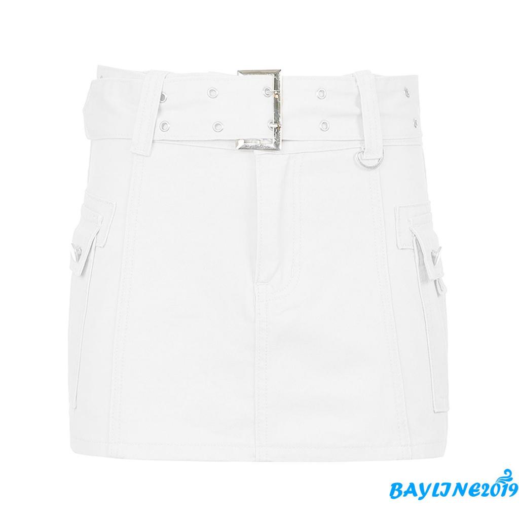 Chân váy ngắn lưng vừa màu trơn có túi thời trang dành cho nữ