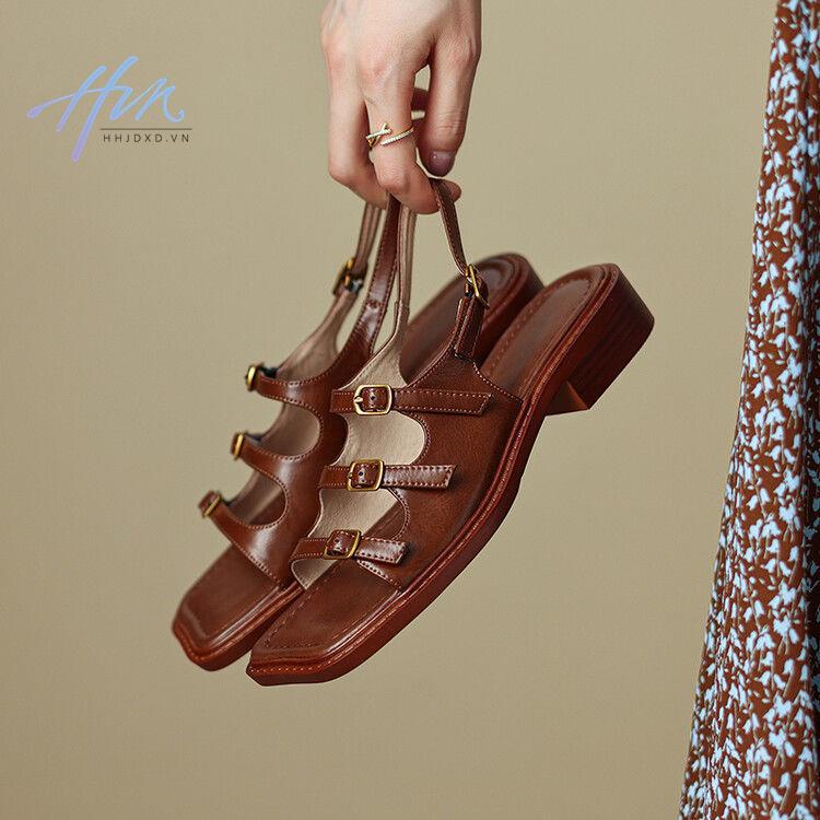 Giày Sandal Đế Dày Bằng Da Mềm Phong Cách Hàn Quốc Cho Nữ
