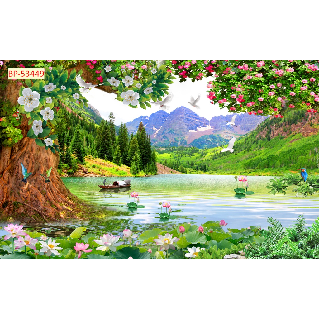 Tranh 3D Thác Nước Thiên Nhiên Đẹp Hũng Vỹ