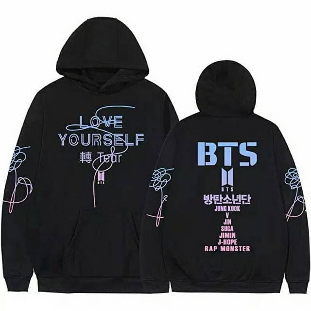 Áo Khoác Hoodie Có Dây Kéo In Chữ Bts Yourself