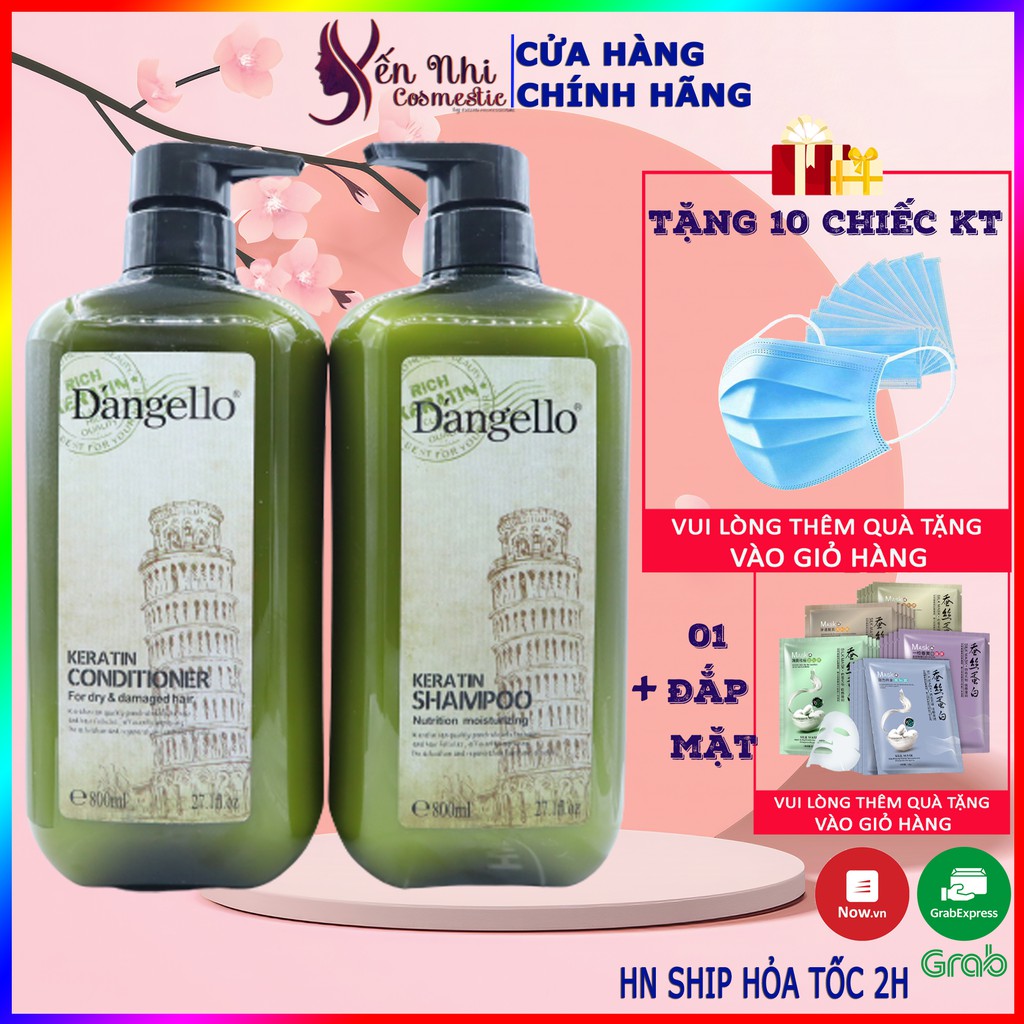 Dầu gội đầu keratin smooth Dangello Phục hồi dưỡng ẩm siêu mềm mượt 800ml, Mỹ phẩm tóc yến nhi