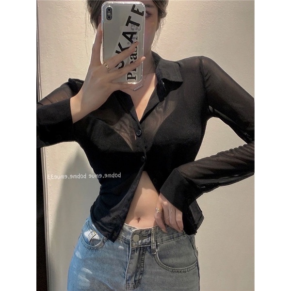 Áo sơmi thun lưới mỏng sexy