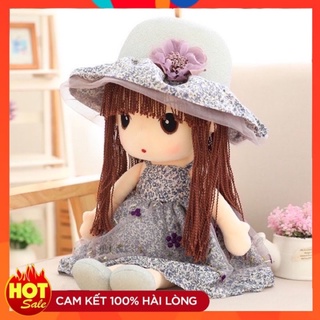 Búp Bê 45 cm Mũ Rơm Hoa Váy Bé Gái - Búp Bê Sang Trọng Váy Hoa