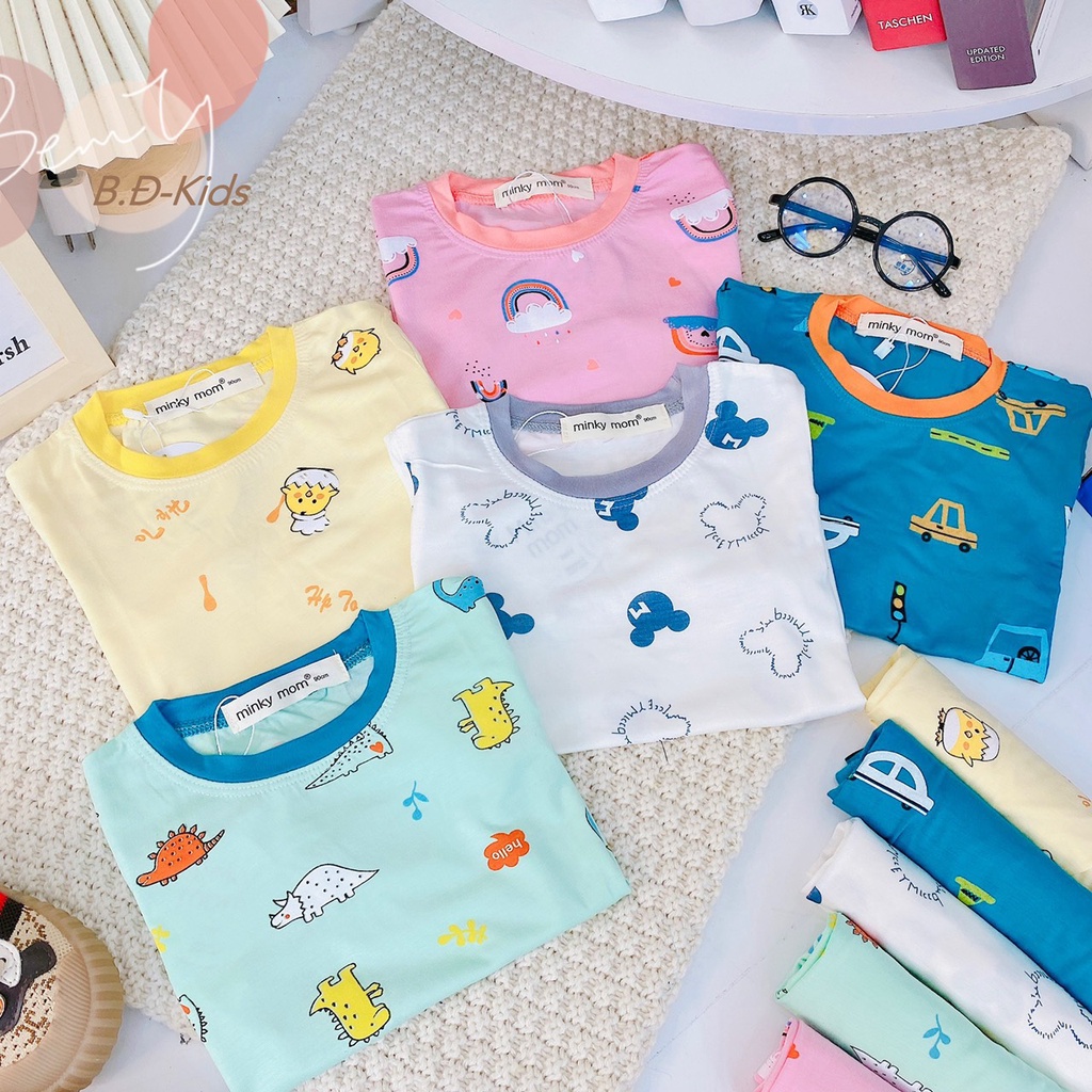 Đồ bộ MINKY MOM size đại cho bé trai bé gái cộc tay, bộ quần áo trẻ em monky mặc nhà cho bé 1 2 3 4 5 6 7 tuổi BC019