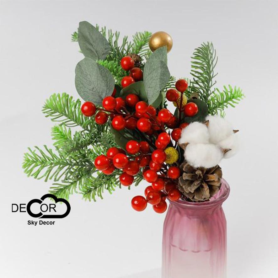 Cành bông gòn Giáng Sinh, Xmas, Noel, Christmas, cành khô với sợi cotton trang trí góc cá nhân, nhà cửa – Sky decor