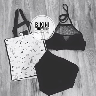 Set bikini áo phối lưới
