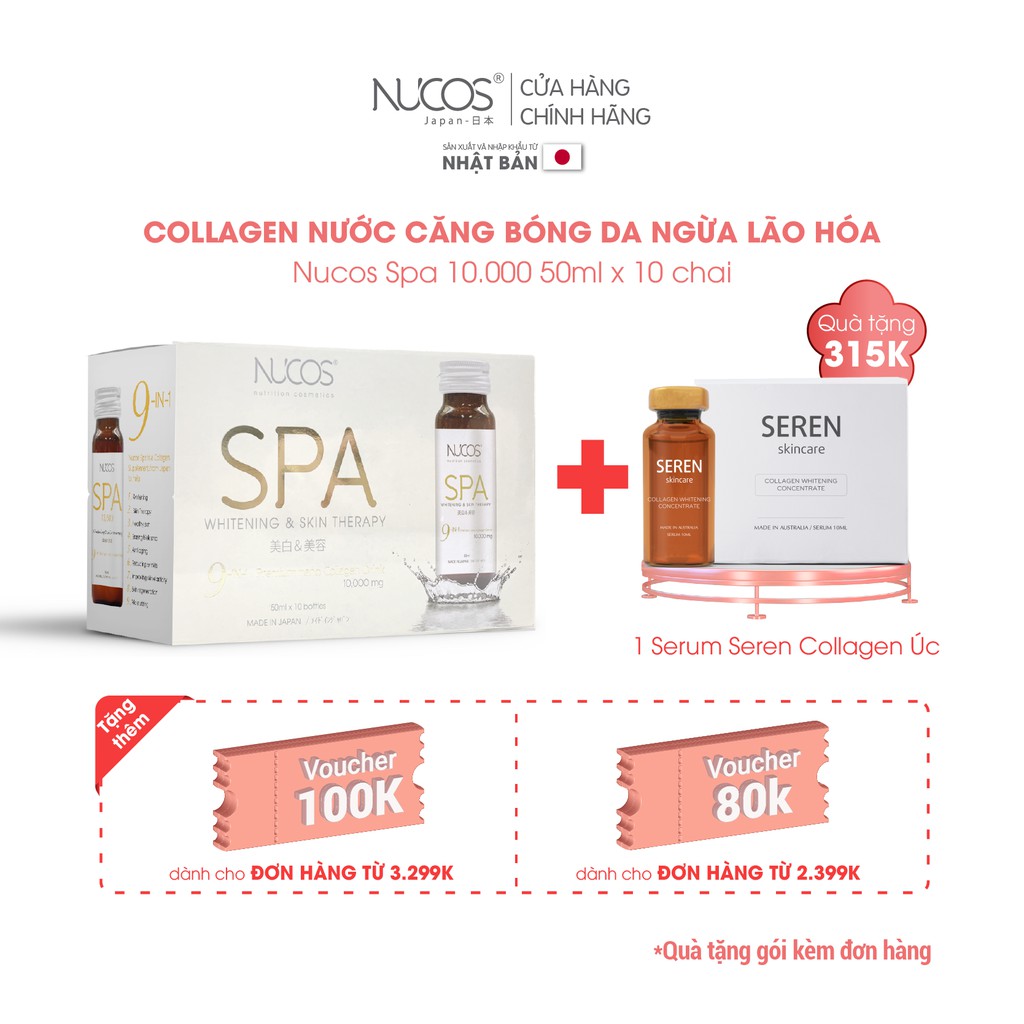 Collagen chống lão hoá căng bóng da Nucos Spa 10000 50ml x 10 chai