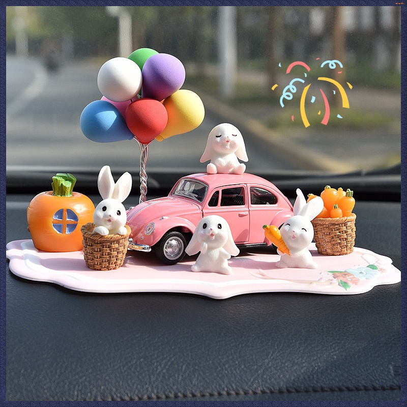 Phụ Kiện Trang Trí Xe Hơi Hình Thỏ Bí Ngô Dễ Thương Sáng Tạo