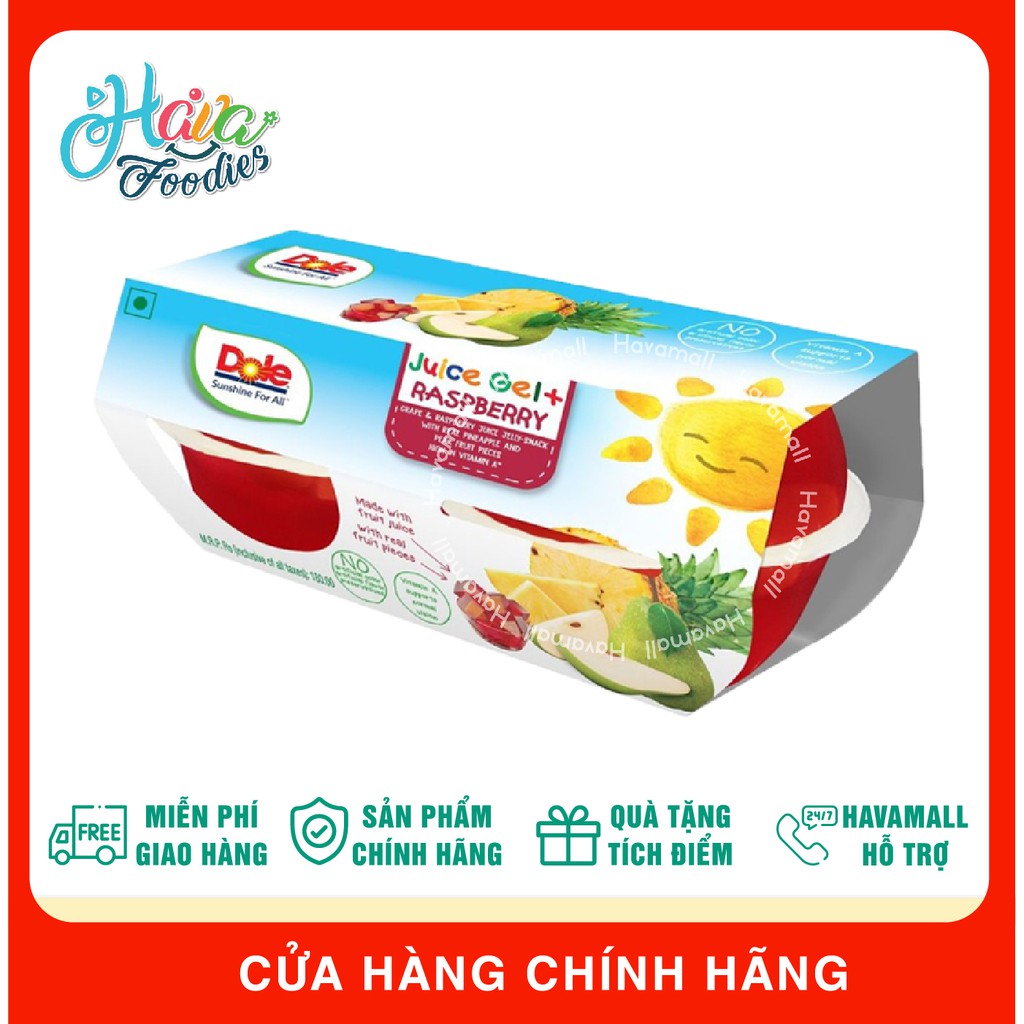 [DATE MỚI NHẤT] Lốc 4 Thạch Trái Cây Từ Nước Ép Phúc Bồn Tử Dole 93gr/Hủ