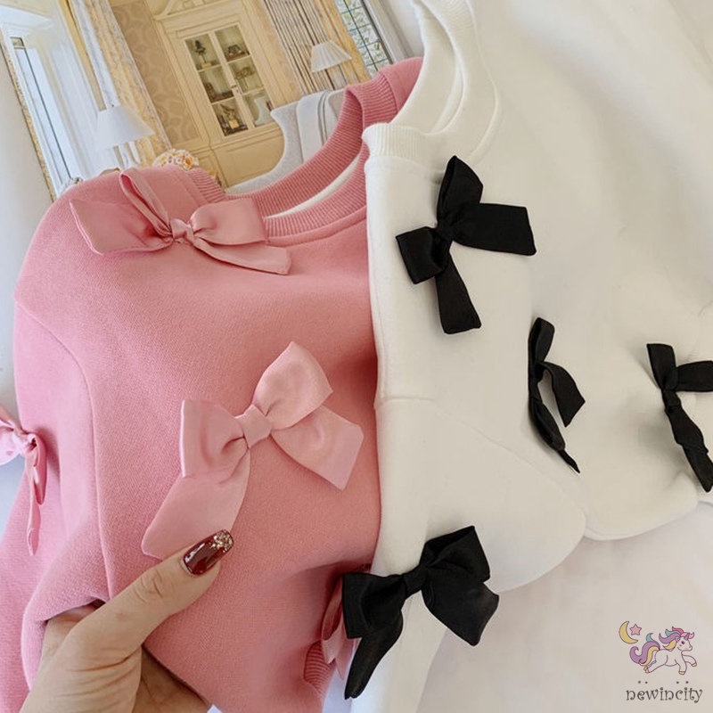 Áo sweater đính nơ kiểu Hàn Quốc thời trang mùa đông cho bé