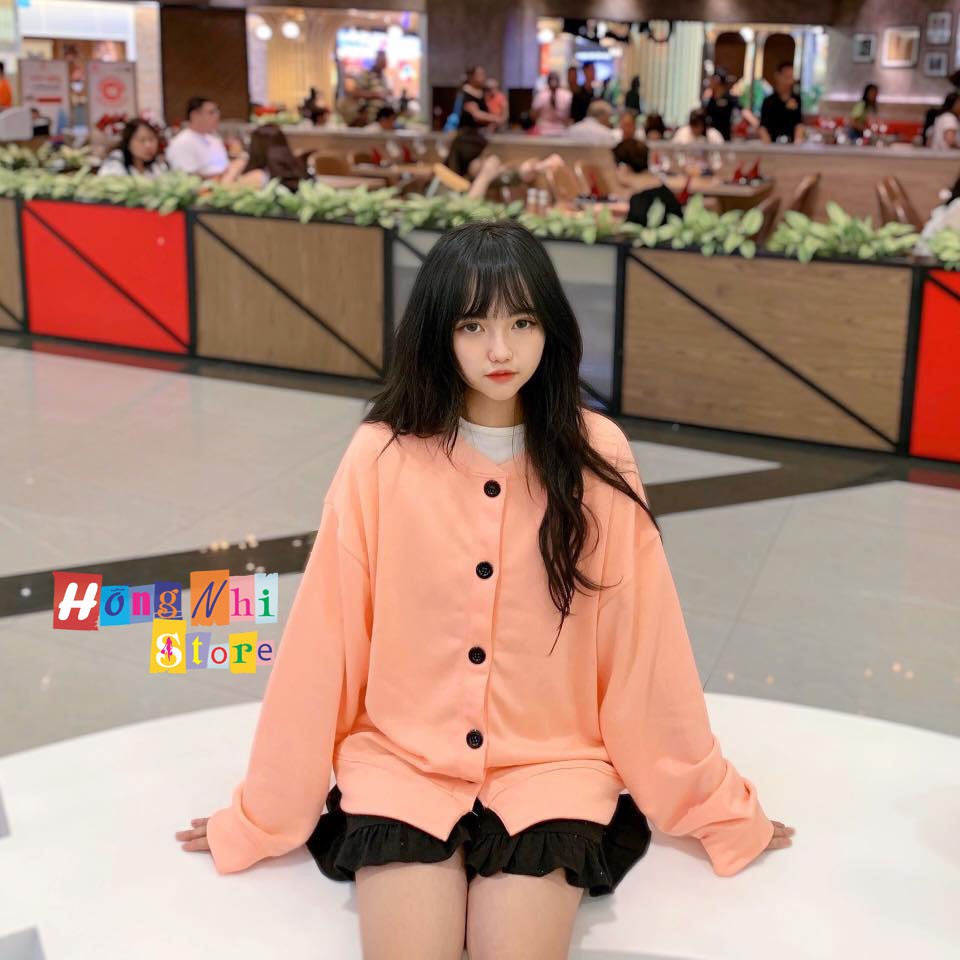 Áo Khoác Cardigan Trơn Màu Hồng Basic Oversize Ulzzang Unisex Dáng Rộng - MM