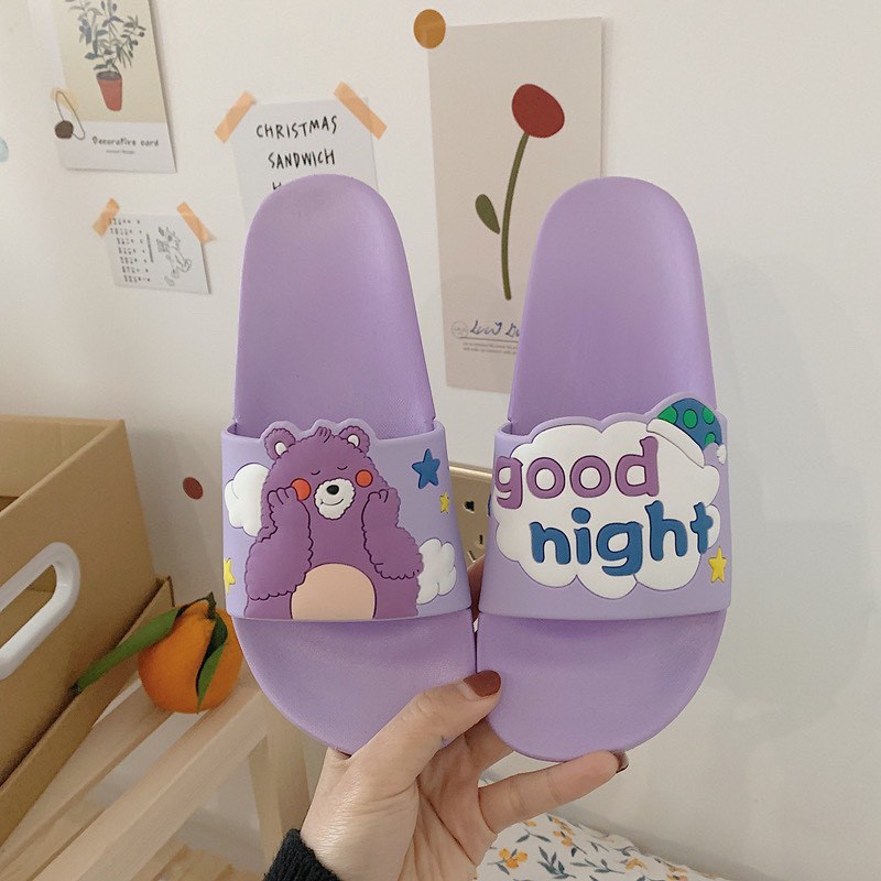 Dép quai ngang gấu goodnight nữ đi trong nhà siêu cute