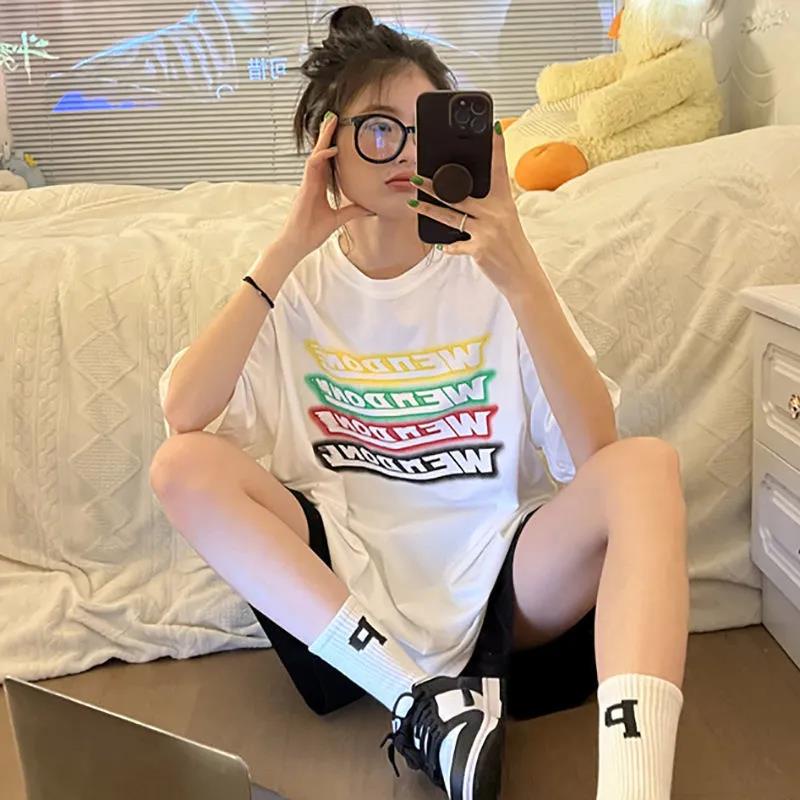 NRVP Áo Thun 100% Cotton Dáng Rộng Thời Trang Hàn Quốc Cho Nữ