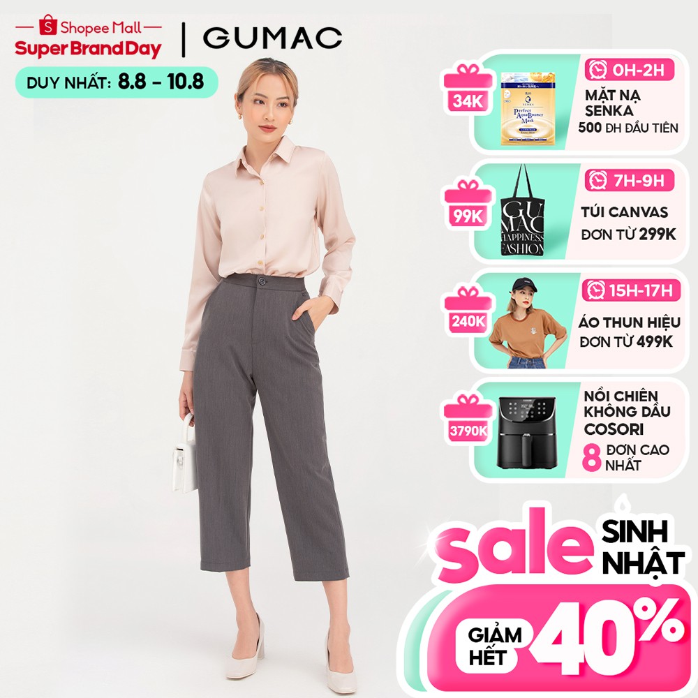 [Mã WABRGU33 giảm 10% tối đa 30k đơn từ 99K] Quần tây nữ ống suông GUMAC form basic công sở QB752