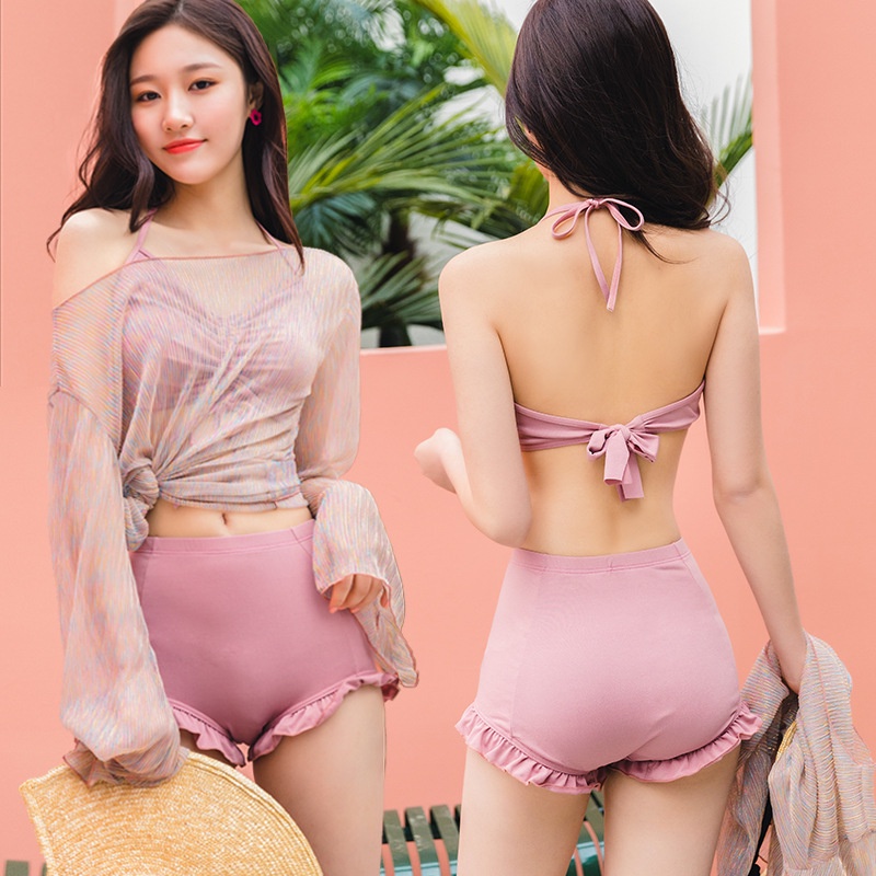 Bộ Đồ Bơi Ba Mảnh Dài Tay Thời Trang Nữ