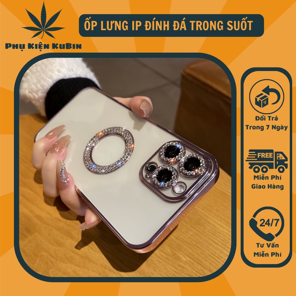 Ốp Điện Thoại Trong Suốt Chống Sốc Đính Đá Lấp Lánh Cho Iphone 11 12 13 Pro MAX