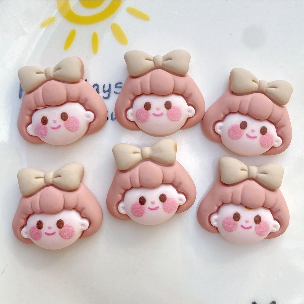 Bộ 10 Miếng Dán Trang Trí Điện Thoại/ Giày Dép Hình Đầu Cô Gái Dễ Thương DIY