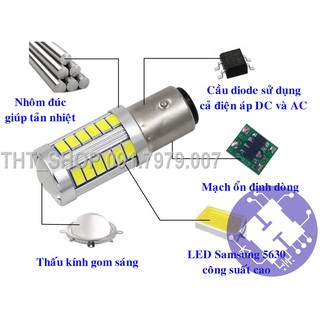 Đèn LED lùi 1156 6,6W cao cấp có mạch điều khiển dành cho xe tải, ô tô, xe máy