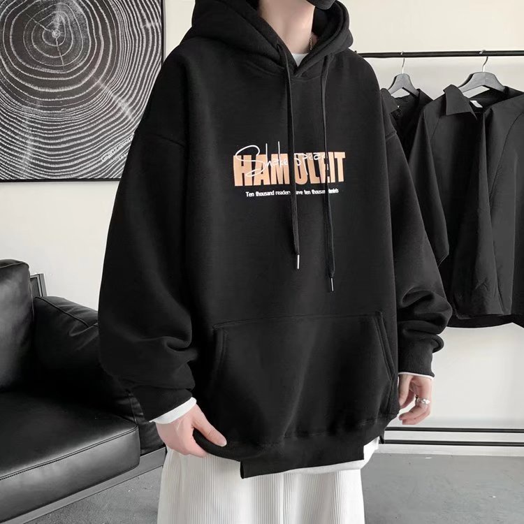 Áo hoodie nam tay dài in chữ phong cách Nhật Bản thời trang thu đông size m-5xl